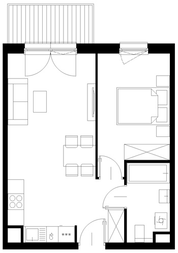Plan mieszkania - 2 pokoje